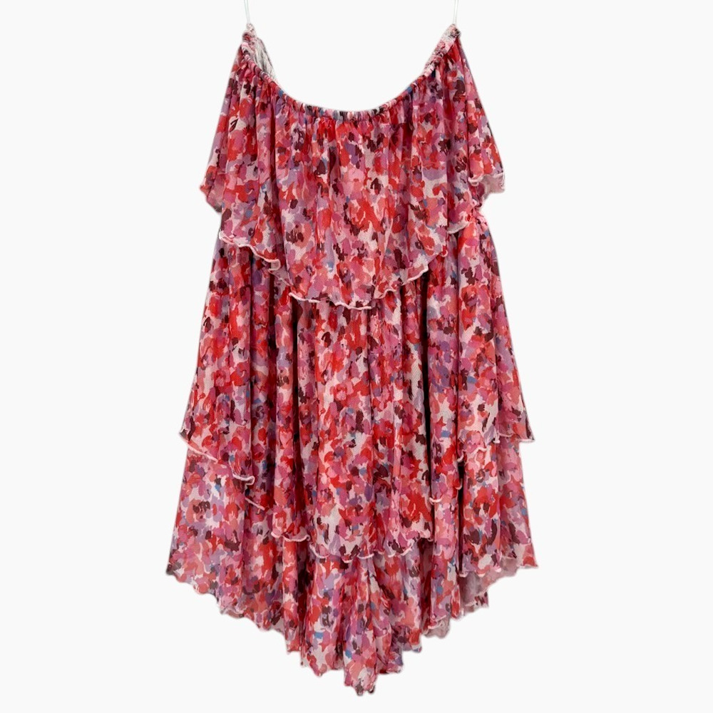 Vestige Floral Skort Womens XS Small Pink Ruffle Stretch Shorts Skirt Summer